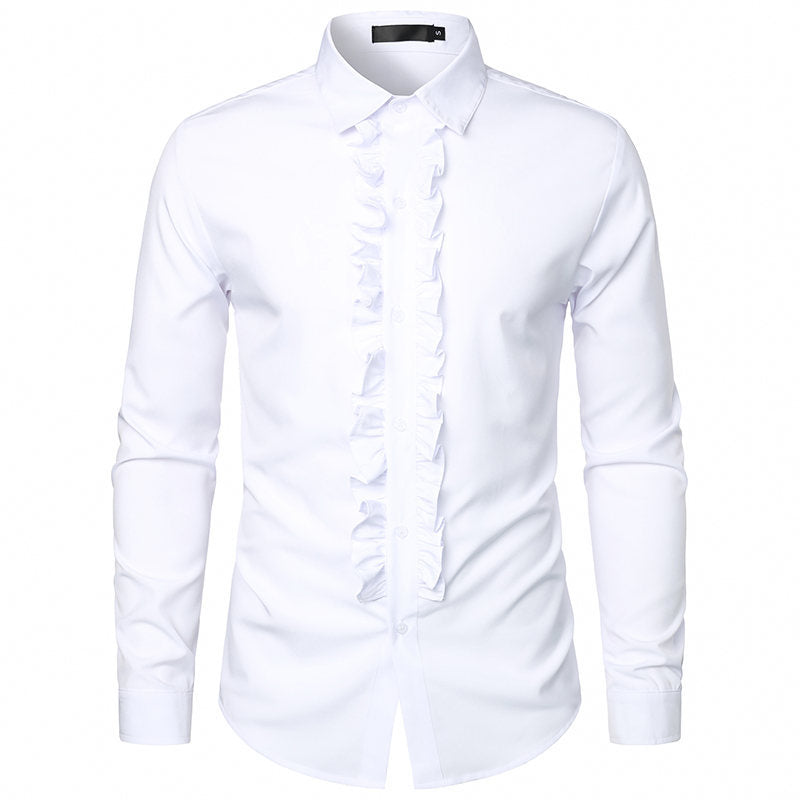 Herren elegantes Rüschenhemd mit modernem Schnitt EB