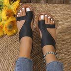 Damen bequeme zehentrenner Sandalen mit modischem Riemendesign EB