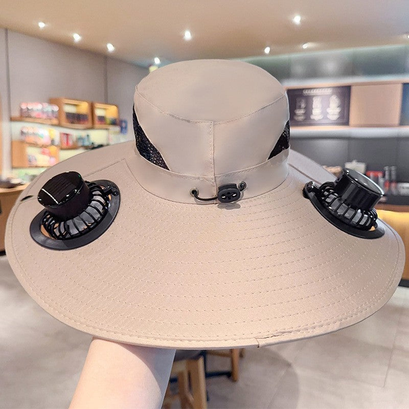 Ventilated Sun Hat with Battery Fans