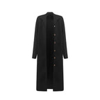 Damen Langmantel aus weichem Stoff mit eleganten Knopfdetails und Taschen EB
