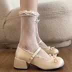 Damen Ballerinas mit verzierten Riemchen und Rüschendetails EB