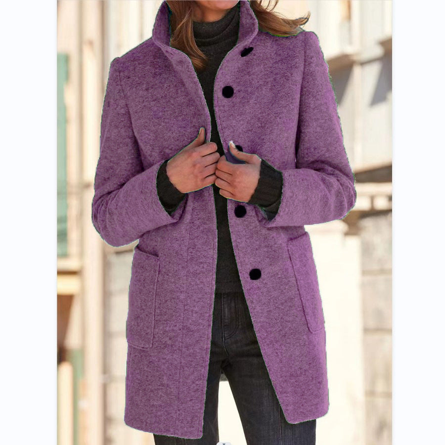 Damen hochwertige Wolljacke im klassischen Design mit großen Taschen EB
