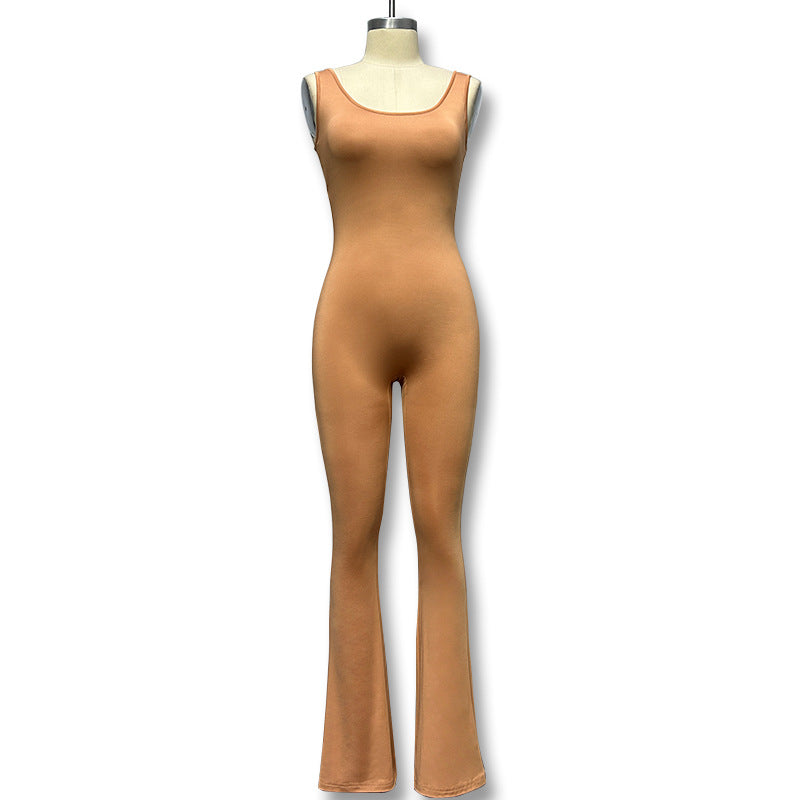 Damen Eleganter Jumpsuit mit figurbetonendem Schnitt und flared Beinen EB