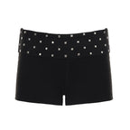 Damen modische Shorts mit glitzerndem Steinbesatz EB