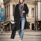 Damen Langstrickmantel mit lässigem Schnitt und Rippdesign EB