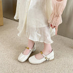 Damen elegante Blockabsatz-Ballerinas mit modischem Riemchen und stabiler Sohle EB