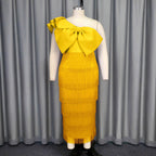 Damen Cocktailkleid mit voluminösem Rüschendesign und Fransen EB