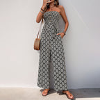 Damen Alltagsjumpsuit mit elastischem Oberteil und modischem Muster EB