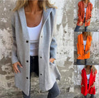 Damen nan Kapuzenmantel mit Druckknopfleiste und geradem Oversize-Schnitt EB