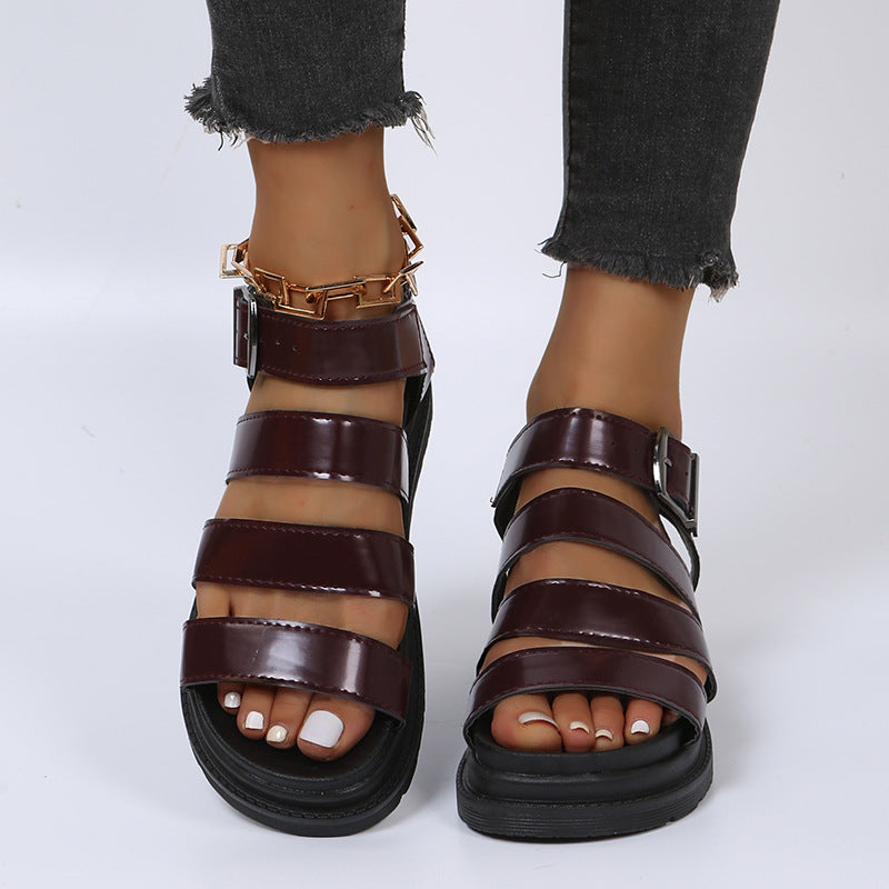 Damen bequeme Riemensandalen mit verstellbarem Schnallenverschluss EB