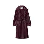 Damen Kunstleder-Trenchcoat mit elegantem Schnitt EB