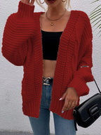Damen Grober Strickcardigan mit tiefen Taschen und lässigem Schnitt EB