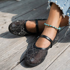 Damen elegante Ballerinas mit floralen Applikationen und rutschfester Sohle EB
