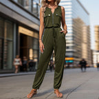 Damen Jumpsuit mit funktionalen Taschen und modischem Reißverschluss EB