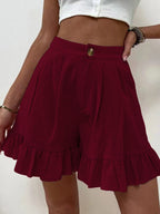 Damen Volant-Shorts mit elastischem Bund und seitlichen Taschen EB
