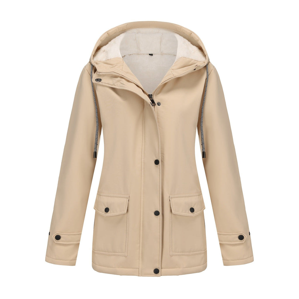Damen nan wasserabweisender Parka mit Teddyfutter verstellbarer Kapuze und aufgesetzten Taschen EB