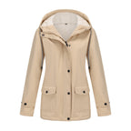 Damen nan wasserabweisender Parka mit Teddyfutter verstellbarer Kapuze und aufgesetzten Taschen EB