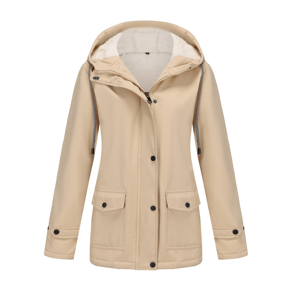 Damen nan wasserabweisender Parka mit Teddyfutter verstellbarer Kapuze und aufgesetzten Taschen EB