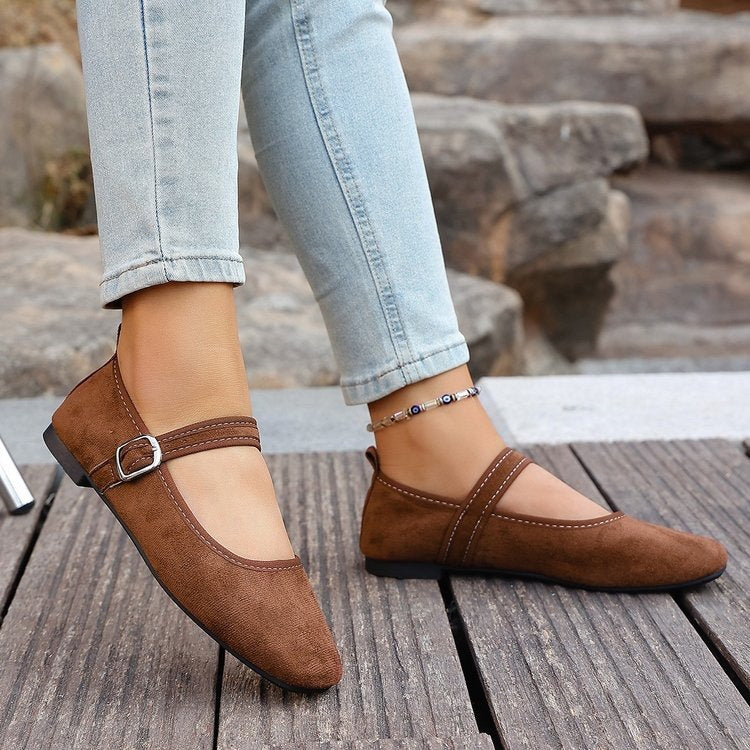 Damen Elegante Ballerinas mit verstellbarem Riemen EB
