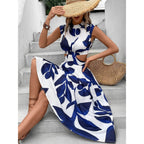 Damen Elegantes Maxi-Kleid mit Cut-Out-Details und floralem Muster EB