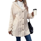 Damen Gemütlicher Hoodie-Mantel aus Teddy-Fleece EB