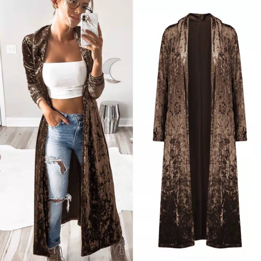 Damen Langer Veloursmantel EB
