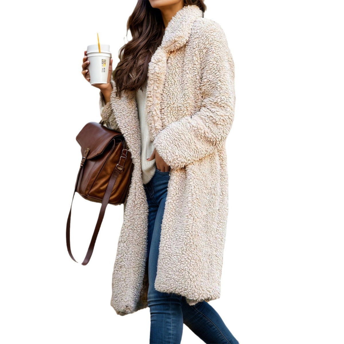 Damen Kuscheliger Sherpa-Mantel EB