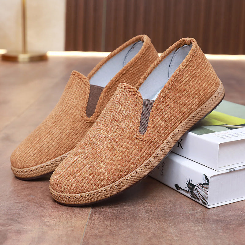 Damen bequeme Slip-On Schuhe aus Cord mit rutschfester Sohle EB