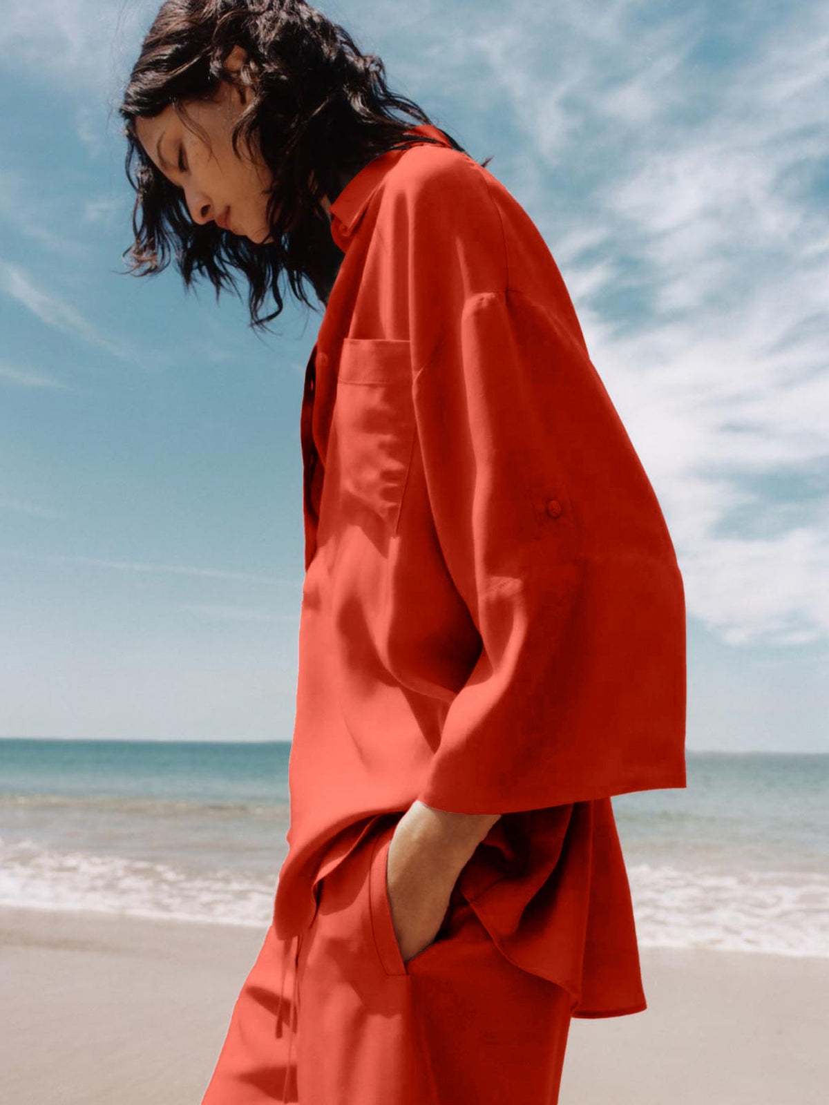 Damen Modisches Strand-Ensemble mit lockerem Schnitt EB