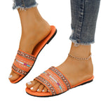 Damen dekorative Zehenstegsandalen mit buntem Schmuckdesign EB