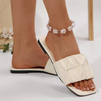 Damen Bequeme Slip-On Sandalen mit modischem Rüschen-Design EB