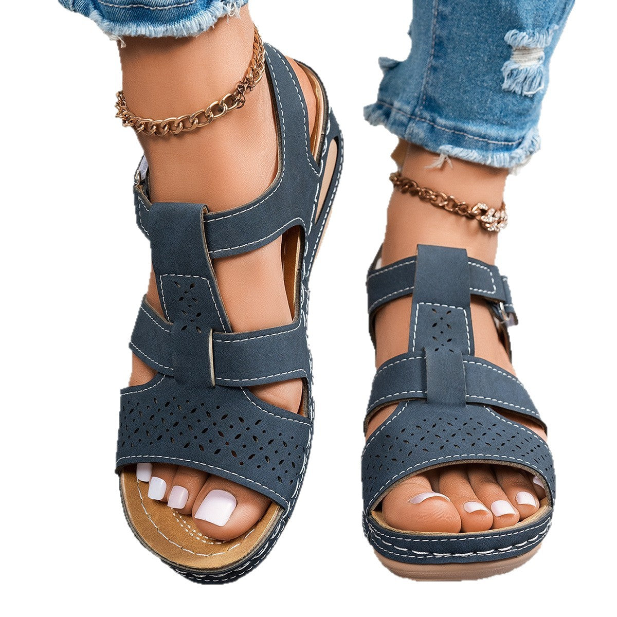 Damen bequeme Komfortsandalen mit atmungsaktiven Cut-Outs EB