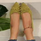 Damen elegante Ballerinas mit raffiniertem Schleifen-Detail und atmungsaktiver Obermaterialstruktur EB