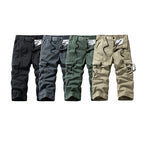 Herren Knielange Cargo-Shorts aus robustem Baumwoll‑Twill mit Elastikbund und Multifachtaschen