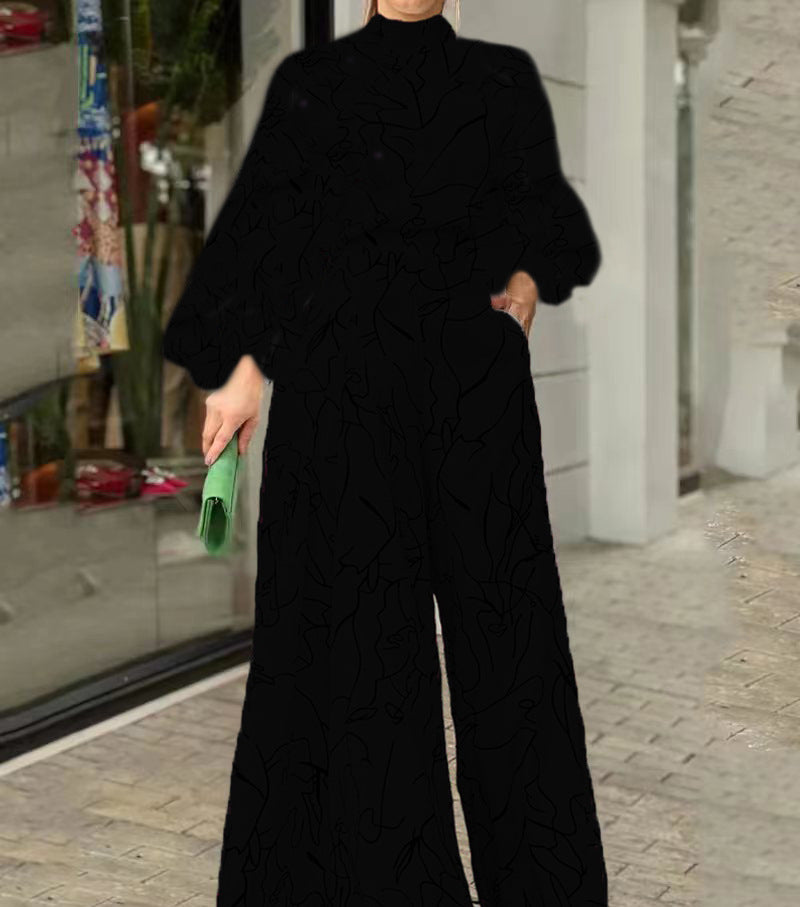 Eleganter Jumpsuit mit Stehkragen und Ballonärmeln