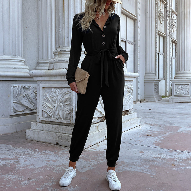 Lässiger Damen-Jumpsuit mit Gürtel