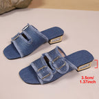 Damen Designe Sandalen mit modischen Schnallen und eleganten Blockabsatz EB