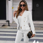 Damen Elegante und modische Blazerjacke mit Spitzenverzierung EB