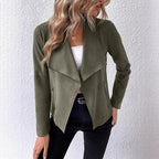 Damen eleganter Kurz-Blazer mit asymmetrischem Schnitt und Reißverschlusstaschen EB
