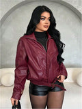 Damen Kunstlederjacke mit figurbetontem Schnitt und dekorativem Gürtel EB