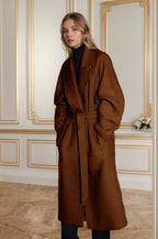 Damen eleganter Übermantel mit weitem Schnitt und Gürtel EB