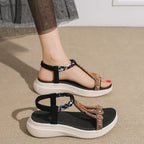 Damen Bequeme Sandalen mit dekorativen Verzierungen EB