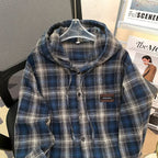 Damen Karo-Hemdjacke mit Kapuze EB