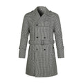 Damen eleganter Trenchcoat mit feinem Karo-Muster und tailliertem Schnitt EB