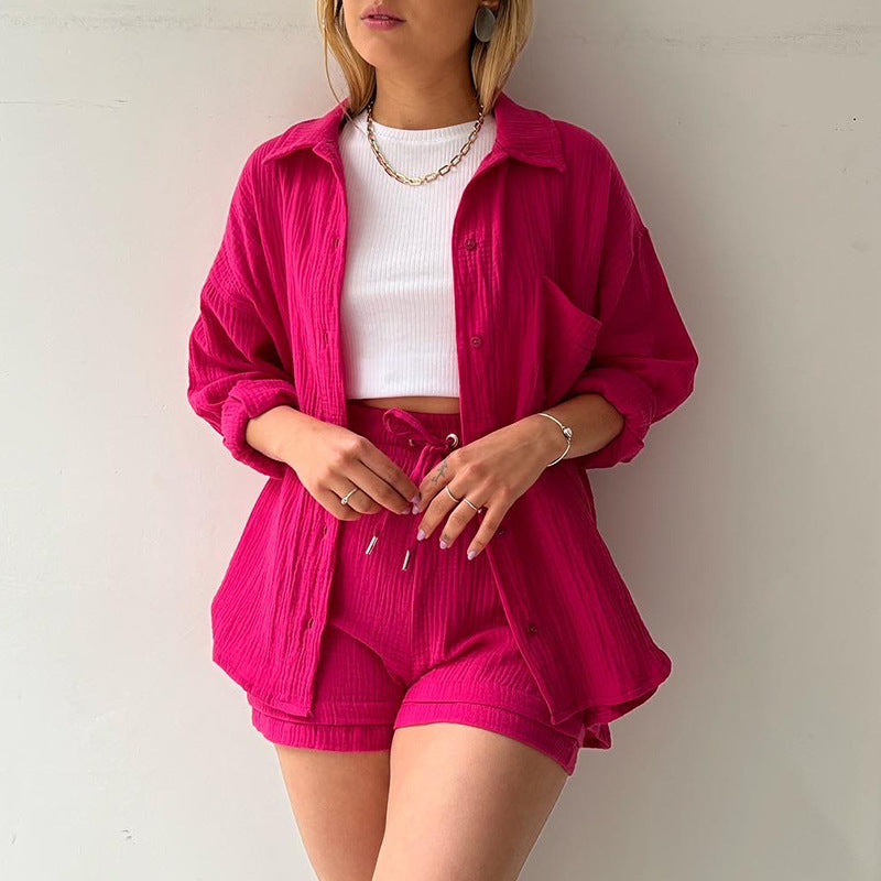 Lässiges Oversized-Shirt und Shorts-Set für Damen