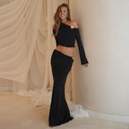 Damen Elegantes Maxikleid mit asymmetrischem One-Shoulder Design und langem Schlag EB