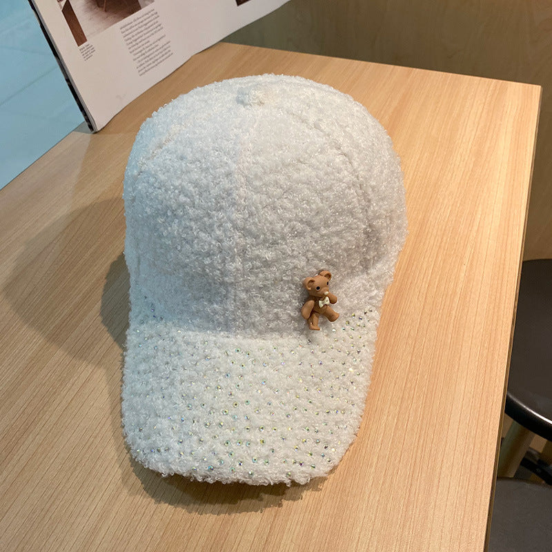Schimmernde Damen-Baseballcap mit Plüsch