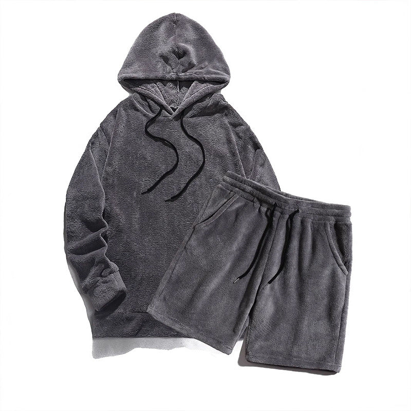 Herren Kuscheliges Hoodie-Shorts-Set EB