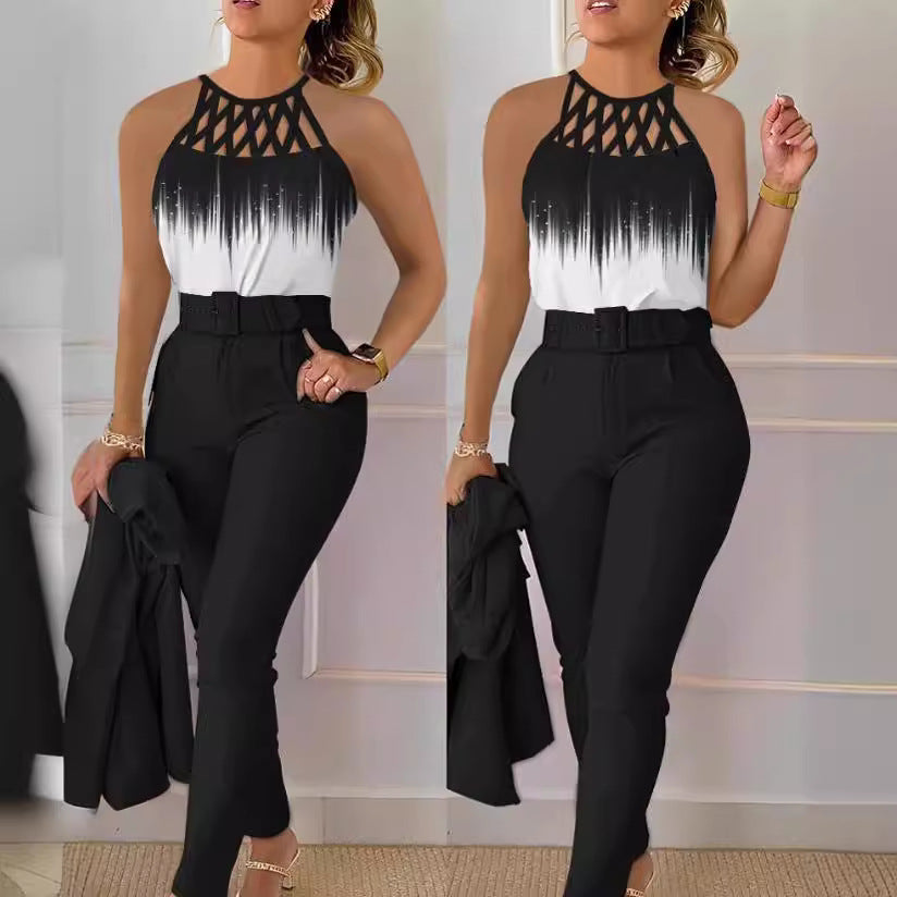 Damen Hochwertiger Jumpsuit mit modernem Netzeinsatz EB