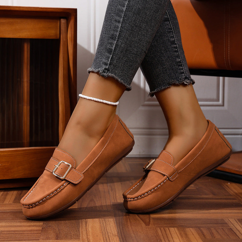 Damen Mokassins mit modischem Schnallen-Design und komfortabler Sohle EB